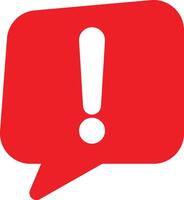Red speech bubble with exclamation mark in trendy style . Speech bubble warning icon vector