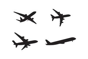 airplane silhouette set of four planes on white background vector