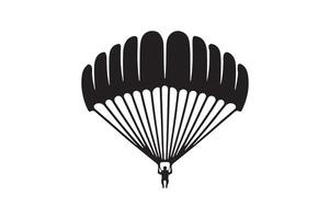 a black and white silhouette of a person with a parachute vector