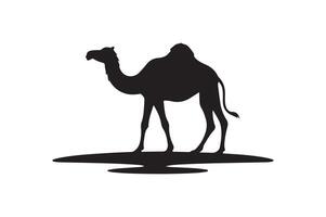 a silhouette of a camel standing on a rock vector