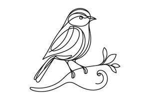 continuous line drawing of a bird on a branch vector