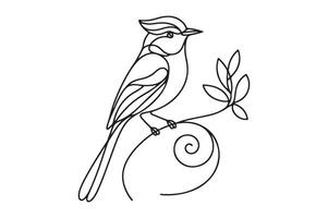 a drawing of a bird sitting on a branch vector