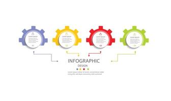 Smart goals setting framework infographic with gear cycle arrow circular on horizontal direction with 4 step points for slide presentation vector