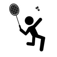 Badminton player silhouette icon. vector