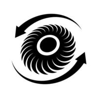 Silhouette of typhoon rotating to the left. Coriolis force. vector