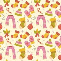 Christmas elements seamless pattern vector