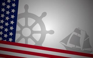 columbus day themed background with ships and american flag vector