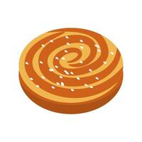 Round brown pastry swirl with white sprinkles illustration suitable for bakery, dessert, confectionery, sweet treats, pastries, food blogging, and recipe content creation vector