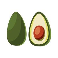 Whole and half avocados illustration with pit, vibrant and fresh suitable for food bloggers, healthy lifestyle articles, recipe websites, and social media posts vector