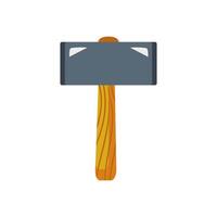 Hammer illustration with a wooden handle in flat design, perfect for graphic design projects, woodworking illustrations, and construction related visuals vector