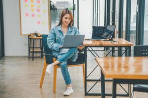 Female programmer working on coding, software development and web design.Concept technology development. photo