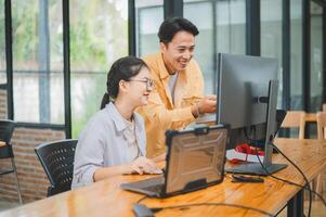 team programmer focuses on software development, site design, and the advancement of coding and programming technology.concepts for technological development photo
