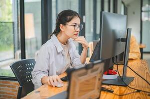 Female programmer working on coding, software development and web design.Concept technology development. photo