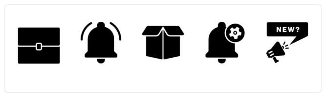 A set of 5 Business icons as baggage, notification, bo vector