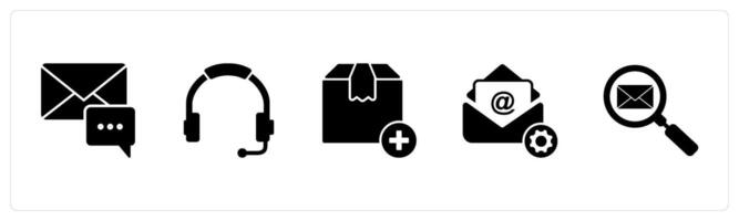 A set of 5 Business icons as email notification, headphone, add product vector