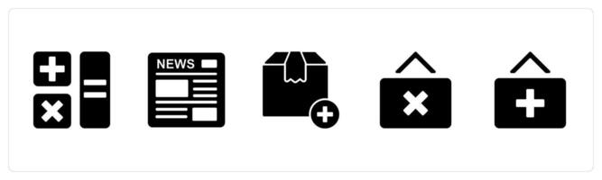 A set of 5 Business icons as calculation, newsletter, add product vector