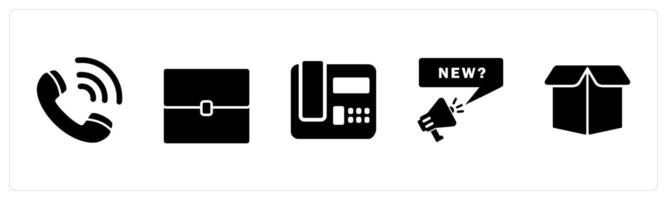 A set of 5 Business icons as calling, baggage, landline, new message vector