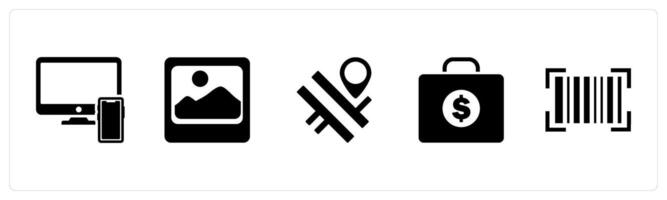 A set of 5 Business icons as responsive, gallery, road map vector