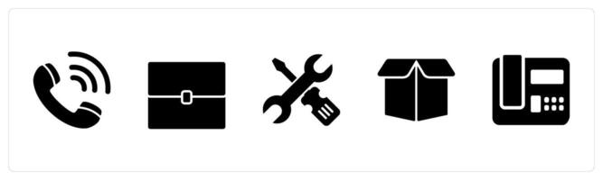 A set of 5 Business icons as calling, baggage, replacement vector