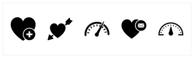 A set of 5 Business icons as heart, cupid, speedometer vector