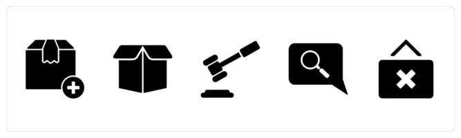 A set of 5 Business icons as add product, box, law vector