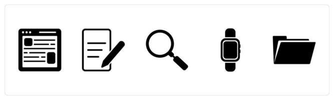 A set of 5 Mix icons as web page, edit document, search bar vector
