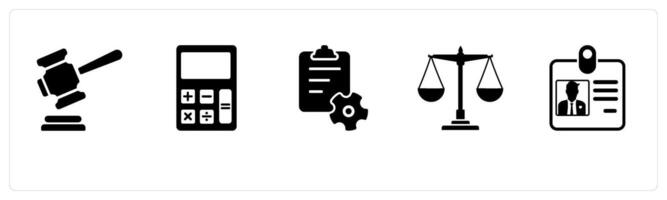 A set of 5 Mix icons as law, calculator, clipboard settings vector