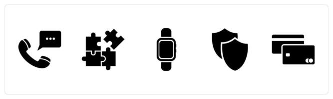 A set of 5 Mix icons as communication, puzzle, smart band vector