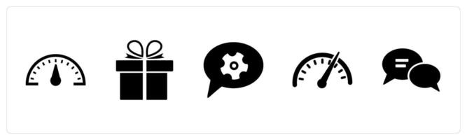 A set of 5 Business icons as speed, present, chat settings vector