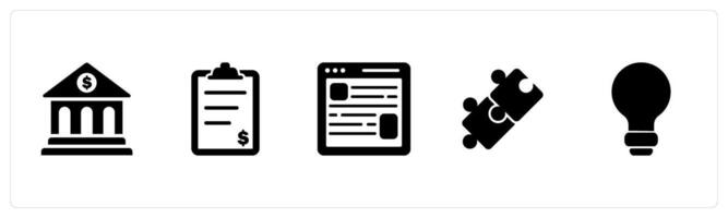 A set of 5 Mix icons as bank, invoice, web page vector