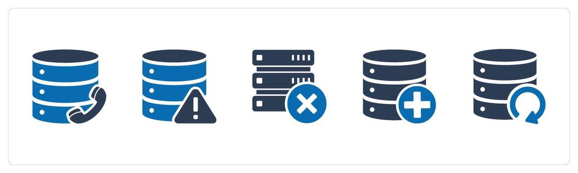 un conjunto de 5 5 Internet íconos como llamada servidor, servidor mantenimiento, incorrecto servidor vector