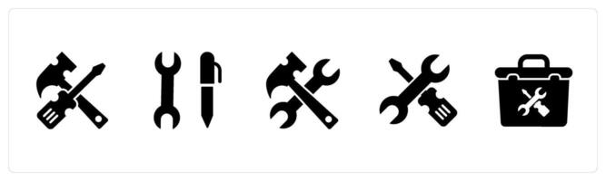 A set of 5 Mix icons as repair tool, hand tool, repair tool box vector