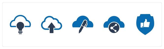 A set of 5 Internet icons as cloud idea, upload cloud, edit cloud vector
