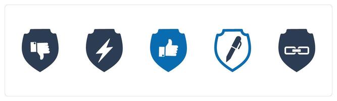 A set of 5 Internet icons as dislike security, shield, approved security vector