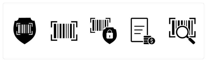 A set of 5 Business icons as bar code security, bar code, bar code safety vector