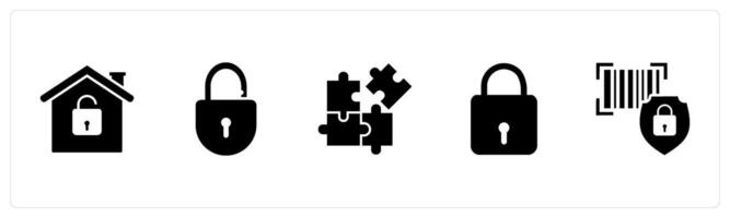 A set of 5 Business icons as bar code security, bar code, bar code safety vector