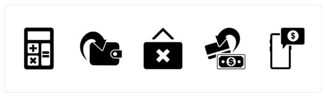 A set of 5 Business icons as calculator, cashback, multiply button vector