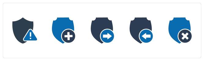 A set of 5 Internet icons as shield error, create shield, send shield vector