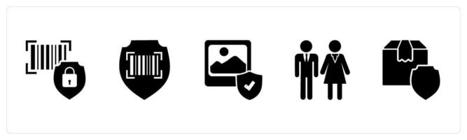 A set of 5 Business icons as bar security safety, bar code security, gallery security vector