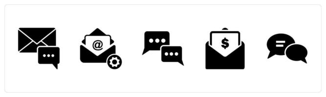 A set of 5 Business icons as email notification, email settings, chat vector