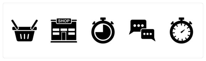 A set of 5 Mix icons as basket, shop, alarm vector