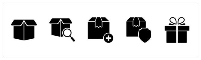A set of 5 Business icons as box, search box, add product vector