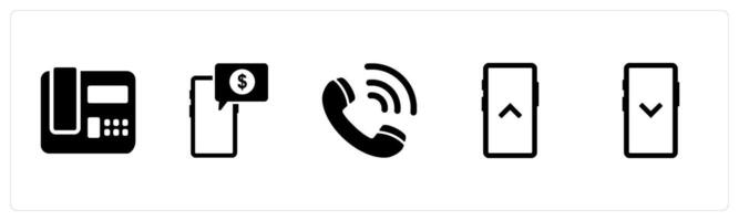 A set of 5 Business icons as landline, digital payment, calling vector