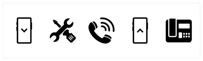 A set of 5 Business icons as swipe down, replacement, calling vector