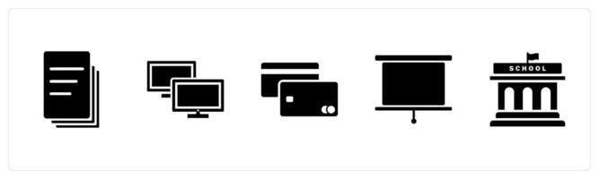 A set of 5 Mix icons as duplicate document, television, debit card vector