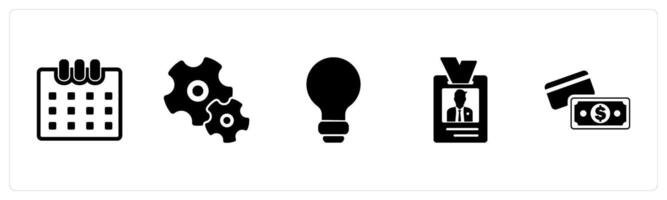 A set of 5 Mix icons as calendar, configuration, idea bulb vector