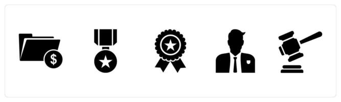 A set of 5 Mix icons as invoice folder, star badge, male vector