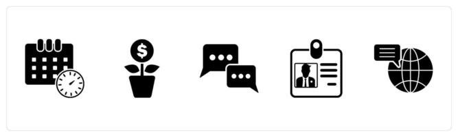 A set of 5 Mix icons as schedule, money plant, chat vector