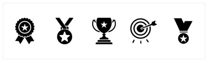 A set of 5 Mix icons as star badge, star medal, trophy vector