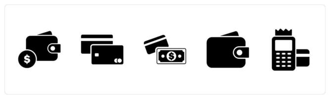 A set of 5 Mix icons as money wallet, debit card, card payment vector